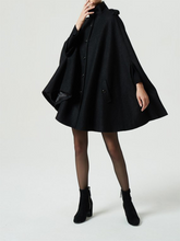 Womens Batwing Sleeve Coat Winter Solid Color Short Coat Casual Cape Sai Feel